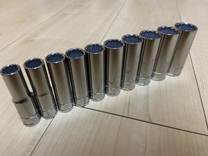 スナップオン snap-on ブルーポイント　ディープソケットセット3/8 12ポイント　10mm〜19mm 【管理番号2】