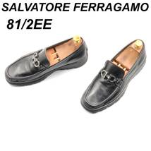 即決 SALVATORE FERRAGAMO フェラガモ 26.5cm 8.5EE メンズ レザーシューズ ローファー ガンチーニ 黒 ブラック 革靴 皮靴 ビジネス_画像1