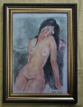 [Artworks]アメデオ・モジリアニ|モディリアーニ|座る裸婦|1916年|肉筆|油彩|水彩|原画|シカゴ美術協会認証_画像1