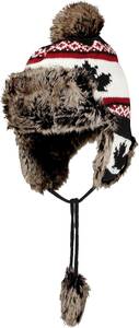 WITHMOONS 帽子 耳あて＆ポンポン付暖かい冬用ニット帽 紅葉柄 フリース裏地 FZ70021