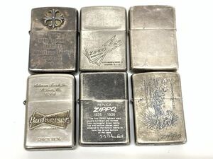 当時物 スターリングシルバー他 ZIPPO ジッポー ライター 6点まとめてセット 銀製 sterling silver 喫煙具 バドワイザー 新旧色々?