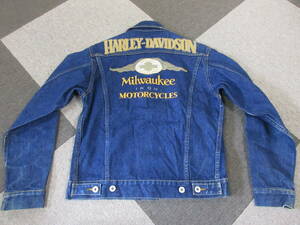 90s Harley-Davidson デニムジャケット Ｍ Milwaukee IRON Motorcycle ジージャン ヴィンテージ バイカー ハーレーダビッドソン