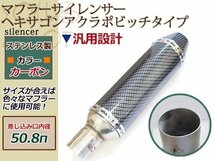 FZ FZR シグナス マジェスティー XJR サイレンサー ヘキサゴン アクラボビッチタイプ バッフル 差し込み口 φ50.8パイ フルカーボン_画像1