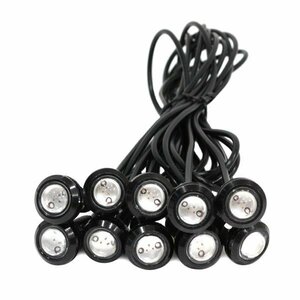 Б スポットライト LED イーグルアイ レッド 10個セット 12V 高輝度 超小型 デイライト 18mm 防水仕様 常時点灯 ボルト 牛目