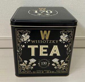 空缶 紅茶缶 WISSOTZKY ヴィソツキー TEA 黒 四角 缶