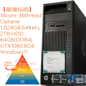 【最強伝説】Z440 CPU(18コア36スレッド) NVMe:1TB HDD:1TB 64GB(DDR4) GTX1080(8G) Windows11Proの画像1