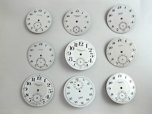ORISTA・クロノメーターORNITHなどの懐中時計ホーロー文字板９枚　５８