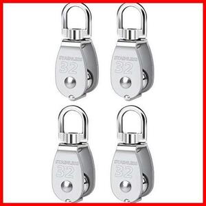 [ number . limit equipped!] *32mm4*shuu. tech M32 stainless steel pulley cargo transportation SUS304 lifting block rope pulley climbing swivel type 