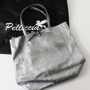 ペリッシア PELLICCIA メタリック レザー トートバッグ/シルバー 鞄【2400013763141】