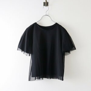 美品 ロイスクレヨン Lois CRAYON ハーフスリーブチュールTシャツ M/ブラック 黒 トップス カットソー【2400013753661】