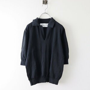 ウェルノード walenode Fine silk cotton Skipper knitwear コットンシルク スキッパー ニットウェア 0/ブラック ポロ【2400013760201】