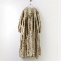 23AW メゾンドソイル maison de soil ゲンチアナ フラワー ブロック プリント ラジャスタンタックギャザー ドレス 2/茶系【2400013767835】_画像2