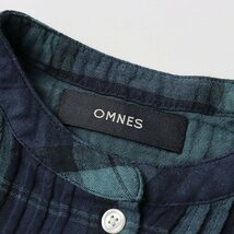 オムネス OMNES ピンタックチェックシャツ/グリーン トップス ブラウス バンドカラー 長袖 ギャザー 前開き【2400013767057】_画像5