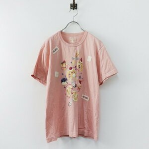 メンズ カールヘルム Karl Helmut スイーツラビットプリントロゴTシャツ M/ピンク ワッペン うさぎ お菓子 ケーキ【2400013766494】