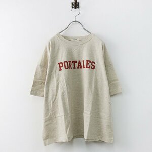 美品 2022SS スタジオクリップ studio CLIP PORTALES ロゴプリントTシャツ F/ベージュ カットソー 半袖【2400013780179】