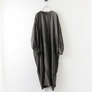 ウィロウ WIRROW Cupro cotton crew neck dress キュプラコットン クルーネックドレス 1/チャコール【2400013784238】