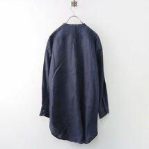 ノップドゥノット nop de nod バンドカラーリネンチュニックシャツ M/ネイビー 麻 ロング ブラウス トップス【2400013785860】_画像2