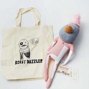 美品 ボビーダズラー BOBBY DAZZLER ニワトリ ぬいぐるみ 一点物/雑貨 ロンドン ピンク エコバッグ付【2400013788267】