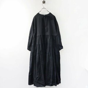 美品 2023AW ネストローブ nest Robe UpcycleLino ギャザーティアードワンピース F/ブラック ドレス ロング フレア 【2400013784511】の画像2