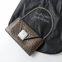 美品 ヒロコハヤシ HIROKO HAYASHI レザー クラッチバッグ/ブラウン チェーンショルダーバッグ【2400013801423】_画像1