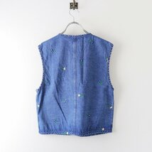 美品 サマンサモスモス Samansa Mos2 SM2 デニムツイルベスト F/ブルー トップス リボン フラワー刺繍【2400013797696】_画像2