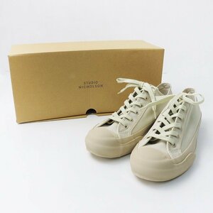 新品 スタジオニコルソン STUDIO NICHOLSON COTTON CANVAS SHOE CREAM ローカットスニーカー 24cm/ベージュ 靴【2400013792134】