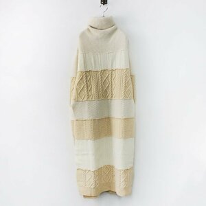 2022AWtao Comme des Garcons tao COMMEdesGARCONS ×ba toner BATONER border knitted One-piece S/ beige [2400013793612]