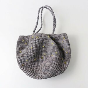 2023 nest Robe ネストローブ NORO ノロ ドットカゴBAG /グレー ラフィア 天然素材 ハンドバッグ トートバッグ 【2400013800532】