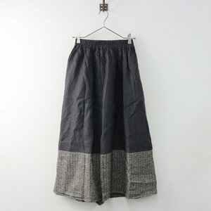 tsu Hal baisa man sa Moss Moss TSUHARU by SM2 Samansa Mos2linen wool switch skirt F/ black gray [2400013796880]