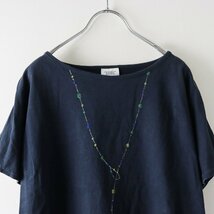 グリン grin 刺繍半袖カットソー 2/ネイビー トップス Tシャツ コットン ショート丈 プルオーバー 【2400013802246】_画像3