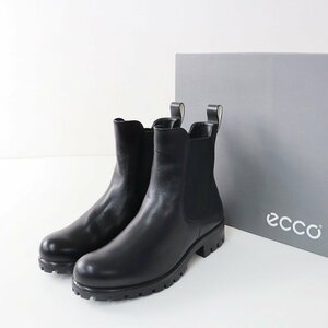 極美品 定価3万 エコー ECCO MODTRAY W モッドトレイ サイドゴアブーツ 38/ブラック レザー シューズ 24cm【2400013808378】