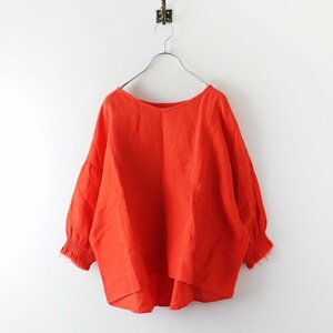 ナチュラルランドリー NATURAL LAUNDRY 染色加工 コットンリネン プルオーバーブラウス 2◇オレンジ トップス シャツ【2400030064610】