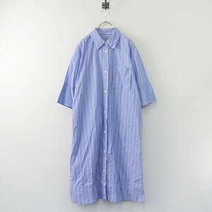 2020SS マーガレットハウエル MARGARET HOWELL WIDE PJ STRIPE COTTON ストライプシャツワンピース 1/ブルー ドレス 【2400013803625】