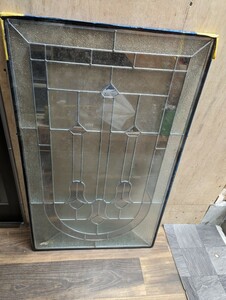  большой c3618 редкий рамка витражное стекло примерно W910 x H560/ двери / стекло дверь / раздел промежуток / окно / Taisho / Showa Retro / лед стакан / изделия из стекла / античный /. павильон 