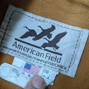 6．USA製 American Field 80s 切替 デザイン ハンティング ジャケット シューティング ヴィンテージ 襟 コーデュロイ メンズL 茶橙y203の画像8