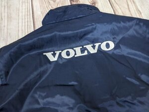 11.VOLVO バックデカロゴ 裏ボア ナイロンジャンパー ボリュームジャケット メンズL　ネイビー白グレー アウトドア y910