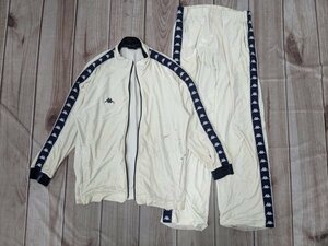 4.90s KAPPA Kappa велюр ткань сделано в Японии боковой линия джерси верх и низ в комплекте спортивная куртка брюки Y2K мужской L слоновая кость серия темно-синий y910