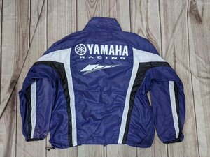 14．YAMAHA デカロゴ プリント ヤマハレーシング ハイネック ナイロン ジャケット ジャンパー ブルゾン バイク メンズM 紫黒白x107