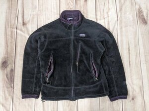 9．USA製 patagonia ヴィンテージ Rシリーズ パタゴニア POLARTEC ポーラテック フリース ジャケット ブルゾン メンズSM相当 黒紫y206