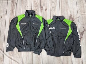 7.2 point Bridgestone set BRIDGESTONE Logo print nylon jacket jumper blouson men's L black yellow green y206