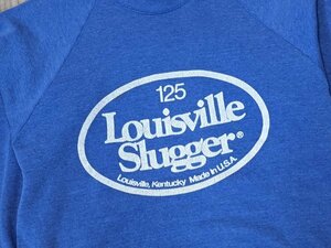 2．USA製 80s フルーツオブザルーム Lousiville Slugger デカロゴ プリント ヴィンテージ スウェット シャツ トレーナー メンズM相当x203