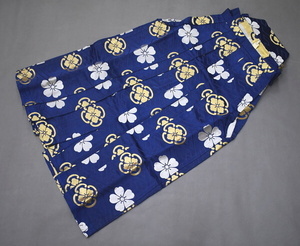 A49-7 prompt decision secondhand goods polyester (..* Mai pcs for ) hakama horse . type gold . navy blue 82cm