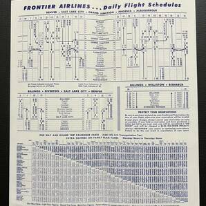 FRONTIER. AIRLINES. タイムテーブル １９５７年頃の画像7