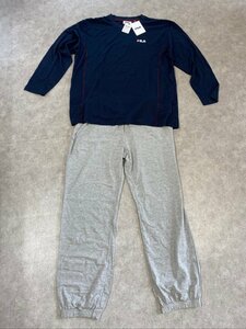 FILA メッシュ 長袖シャツ ネイビーブルー / スウェットパンツ グレー LL グンゼ 部屋着 ☆ちょこオク☆80