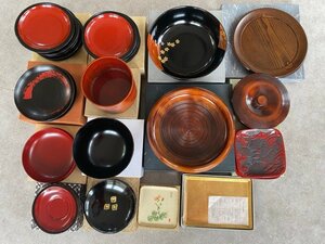 お得!　かなりお得　セット 未使用品含む 石川県 伝統 工芸品　山中塗　金箔 漆器　お盆　木製　菓子盆 ☆ちょこオク☆