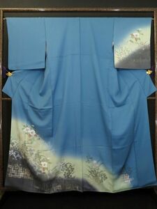 Art hand Auction Spécial 475ihahaba Kimono de visite peint à la main couleur or camélia marron clair et saule à feuilles d'ura et couleur d'encre [utilisé AA], kimono femme, kimono, Robe de visite, Adapté