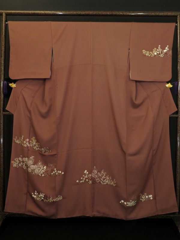 Tokutoku 192Augchrere 挂和服手绘侧花 棕色【二手AA】, 时尚, 女士和服, 和服, 绞刑