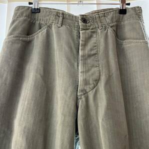 売り切り1000スタート 希少 40s 大戦 月桂樹 ヘリンボーン ベイカーパンツ US U.S.Army Utility Trousers 実物 米軍 モンキーパンツの画像1