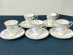 Ａ414 HOYA STORE Bone China ティーカップ&ソーサー５客セット HOYA ホヤ 洋食器 CHINA カップ ソーサー 花柄