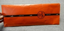 【正規品】　HERMES　エルメス　シルクスカーフ　ナポレオン　大判：約88cm×88cm　ブルー×オレンジ　紙の袋付き　e-560_画像10